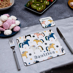 Ponies Placemat, Coaster & Enamel Gift Set