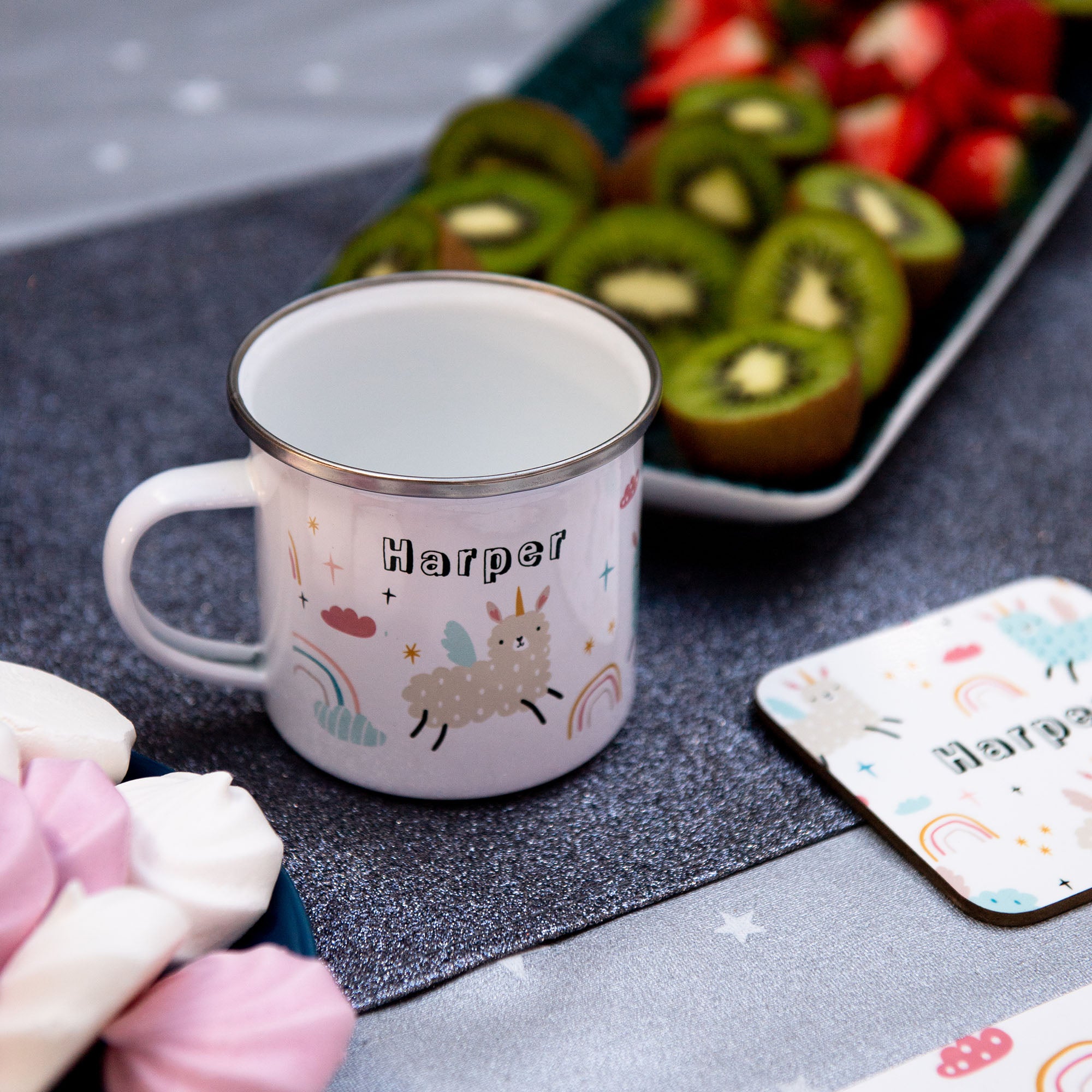 Llamacorns Placemat, Coaster & Enamel Gift Set