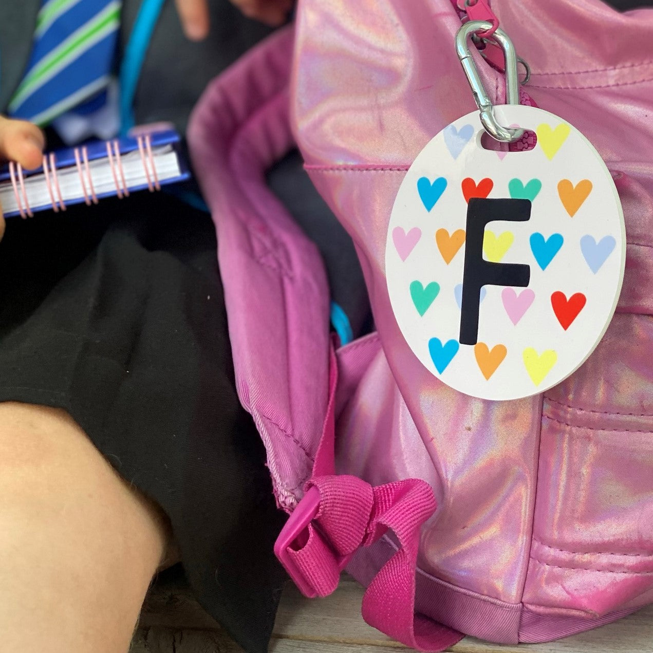 Rainbow Hearts Bag Tag