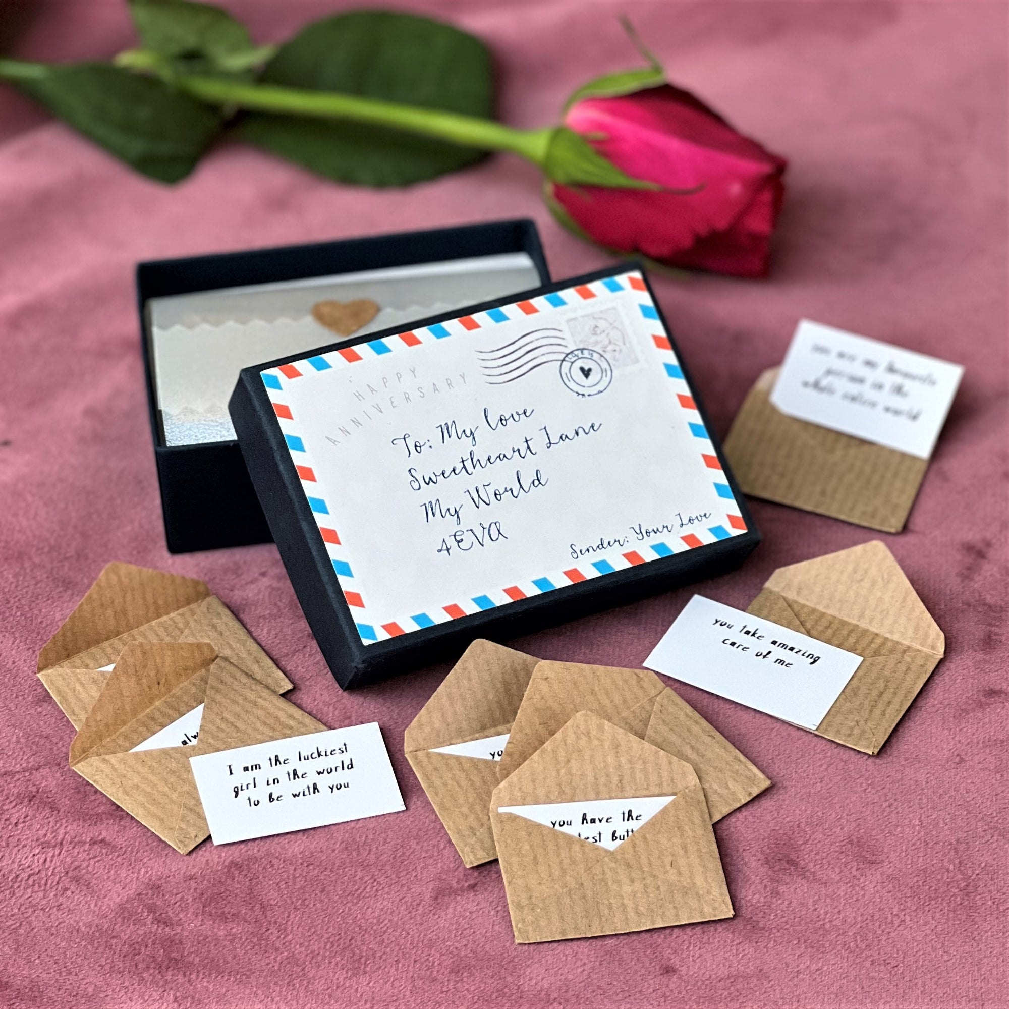 12 Mini Love Letters Personalised Anniversary Gift