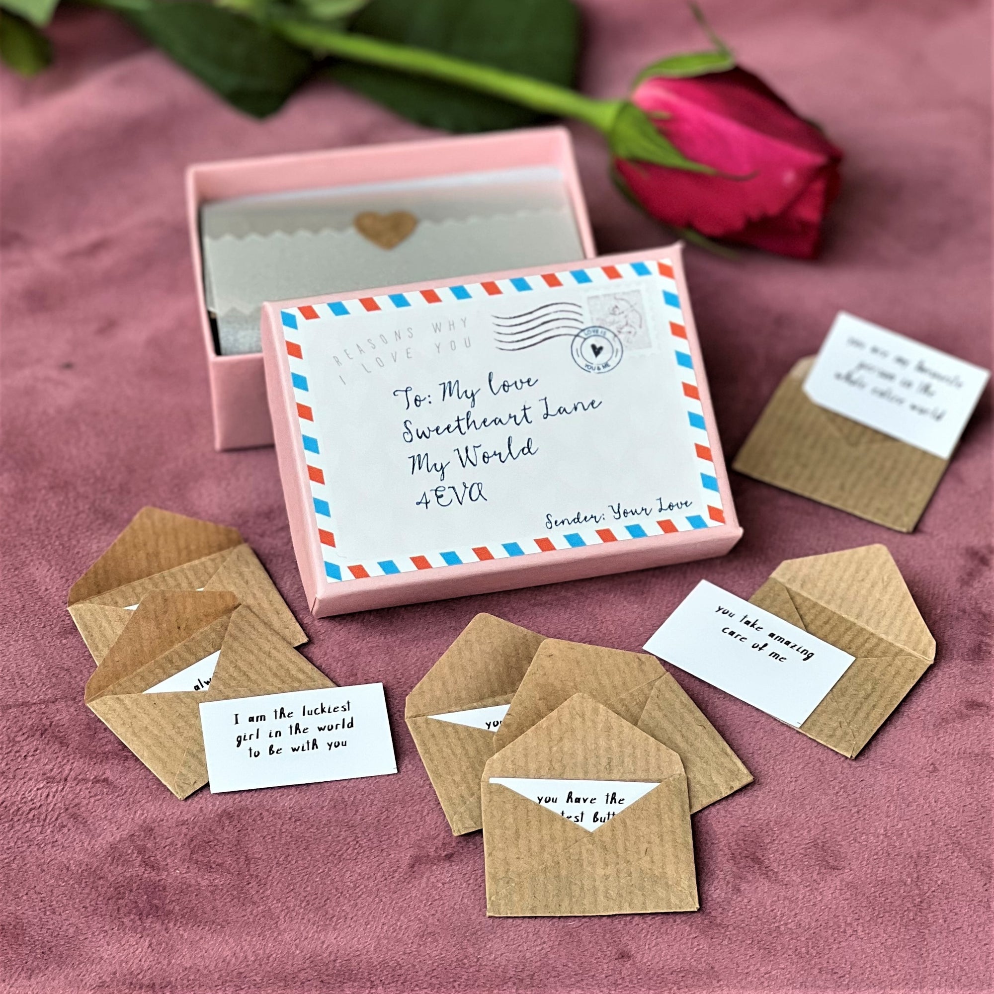 Reasons why I love you 12 Mini Love Letters Personalised  Gift