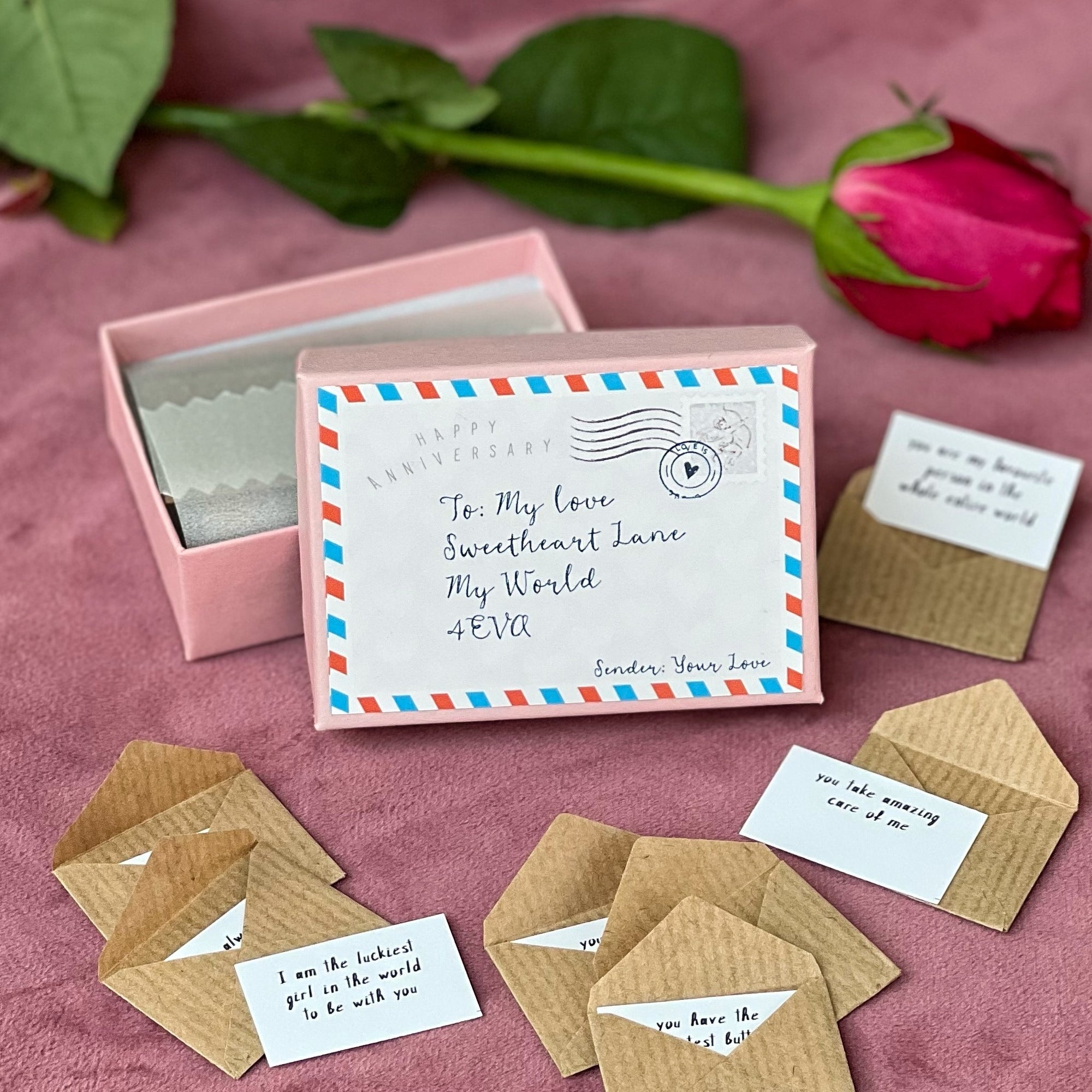 12 Mini Love Letters Personalised Anniversary Gift