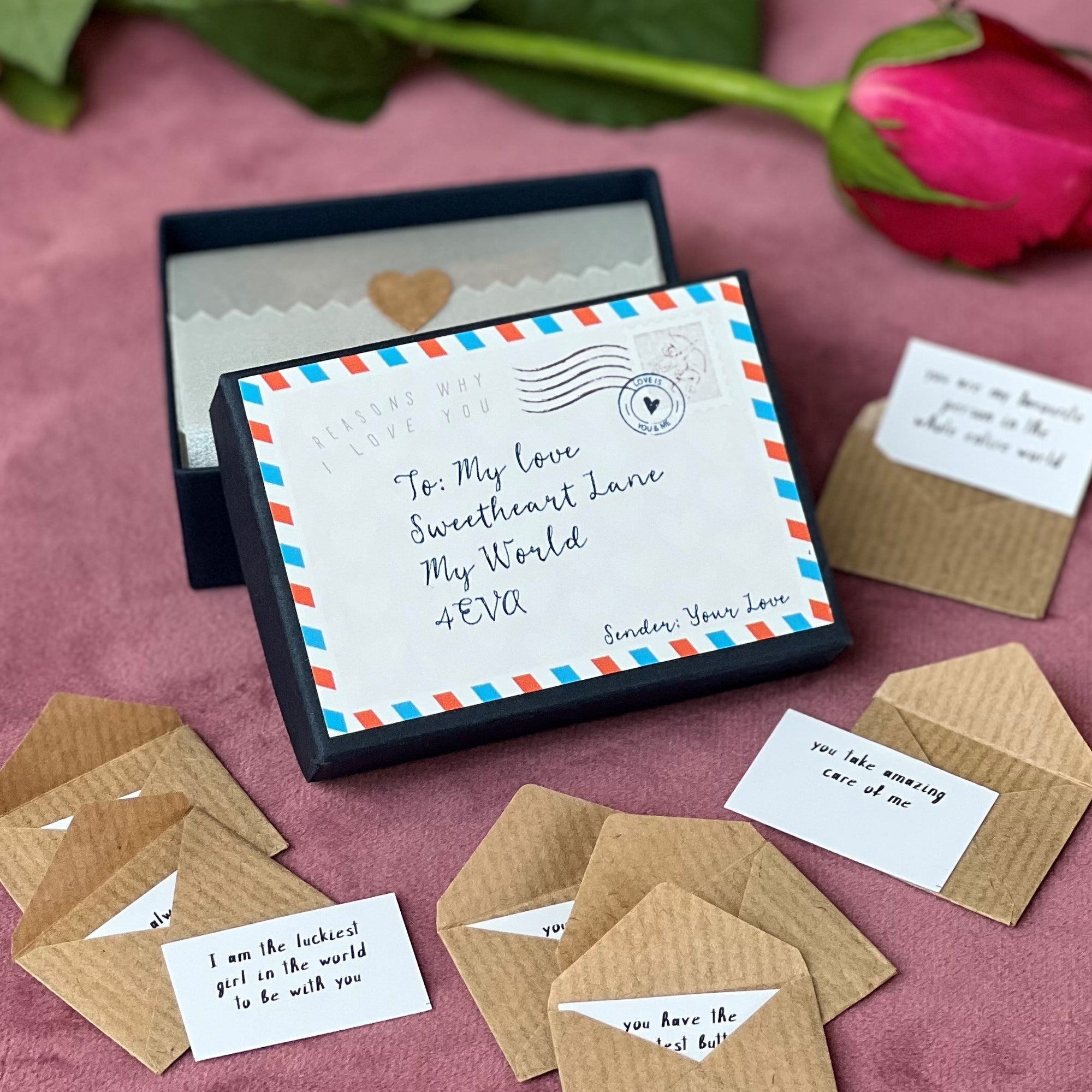 Reasons why I love you 12 Mini Love Letters Personalised  Gift