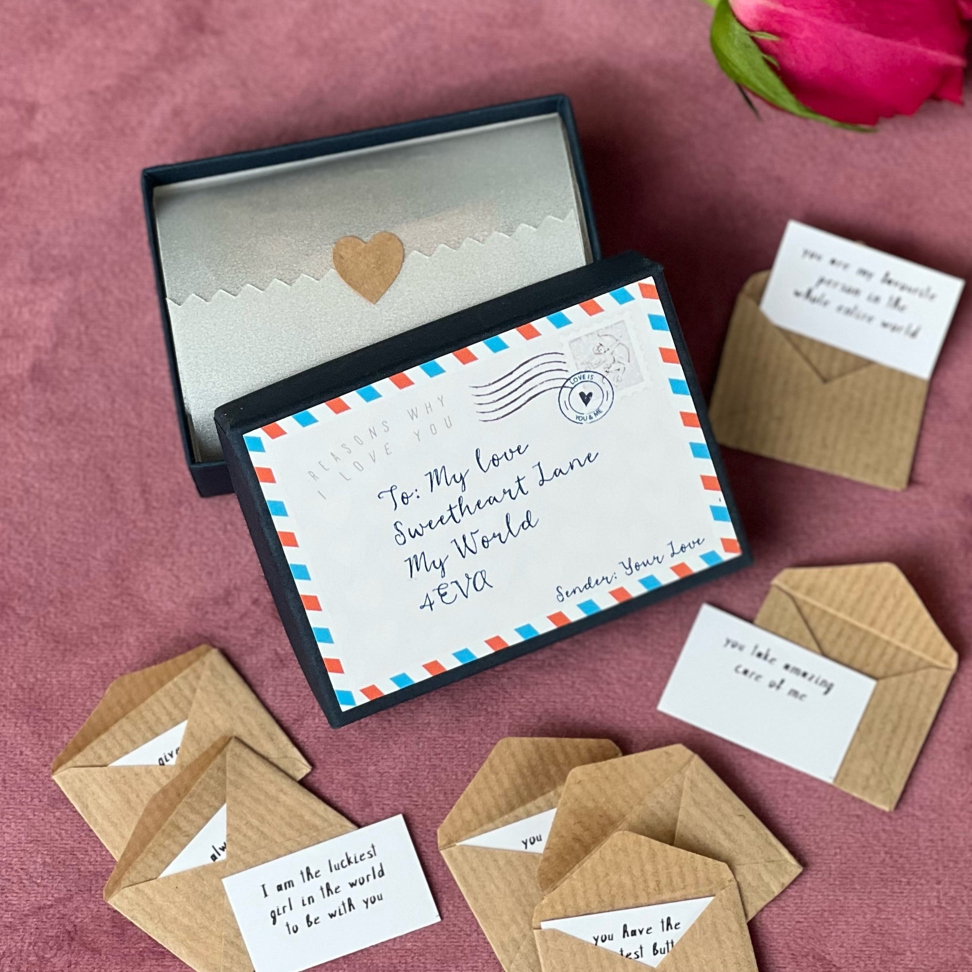 Reasons why I love you 12 Mini Love Letters Personalised  Gift