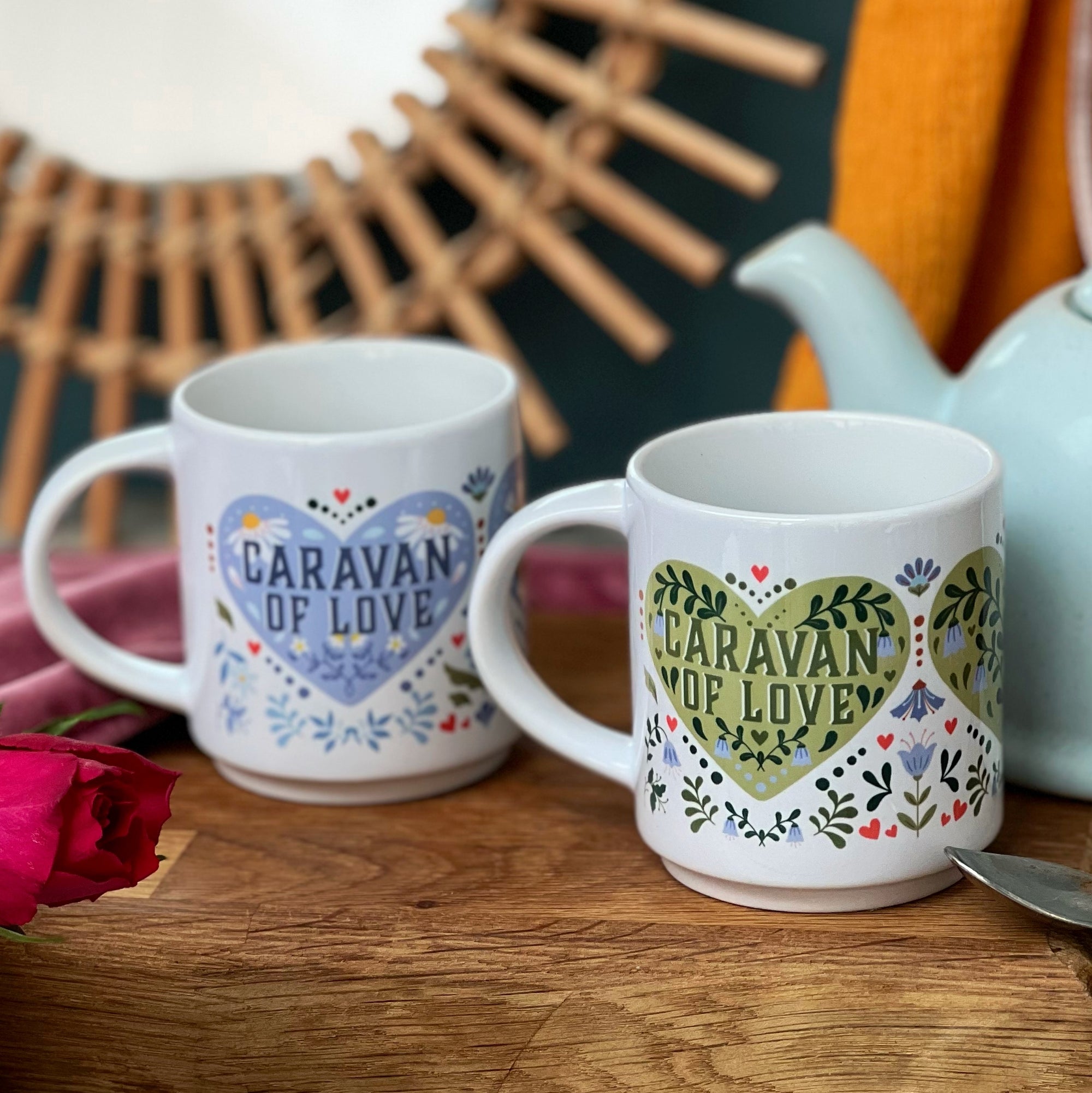 Caravan Of Love Folksy Heart Mugs