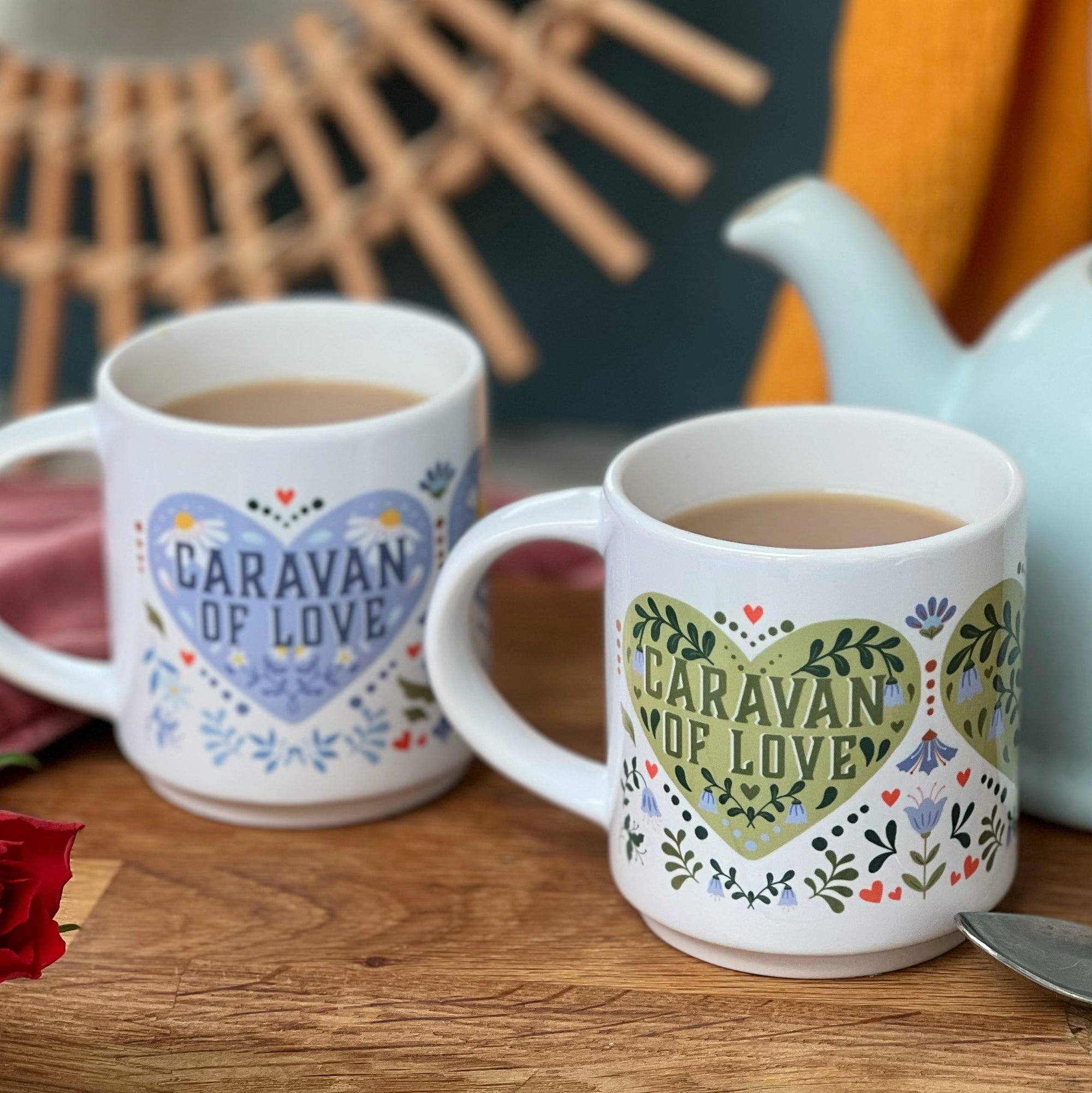 Caravan Of Love Folksy Heart Mugs