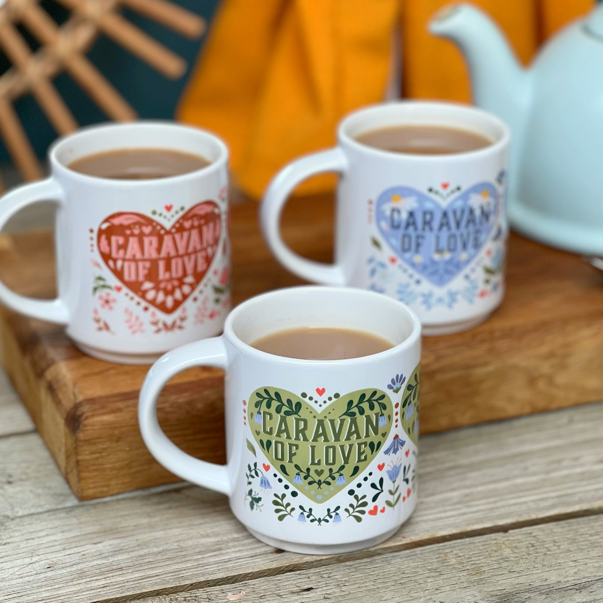 Caravan Of Love Folksy Heart Mugs