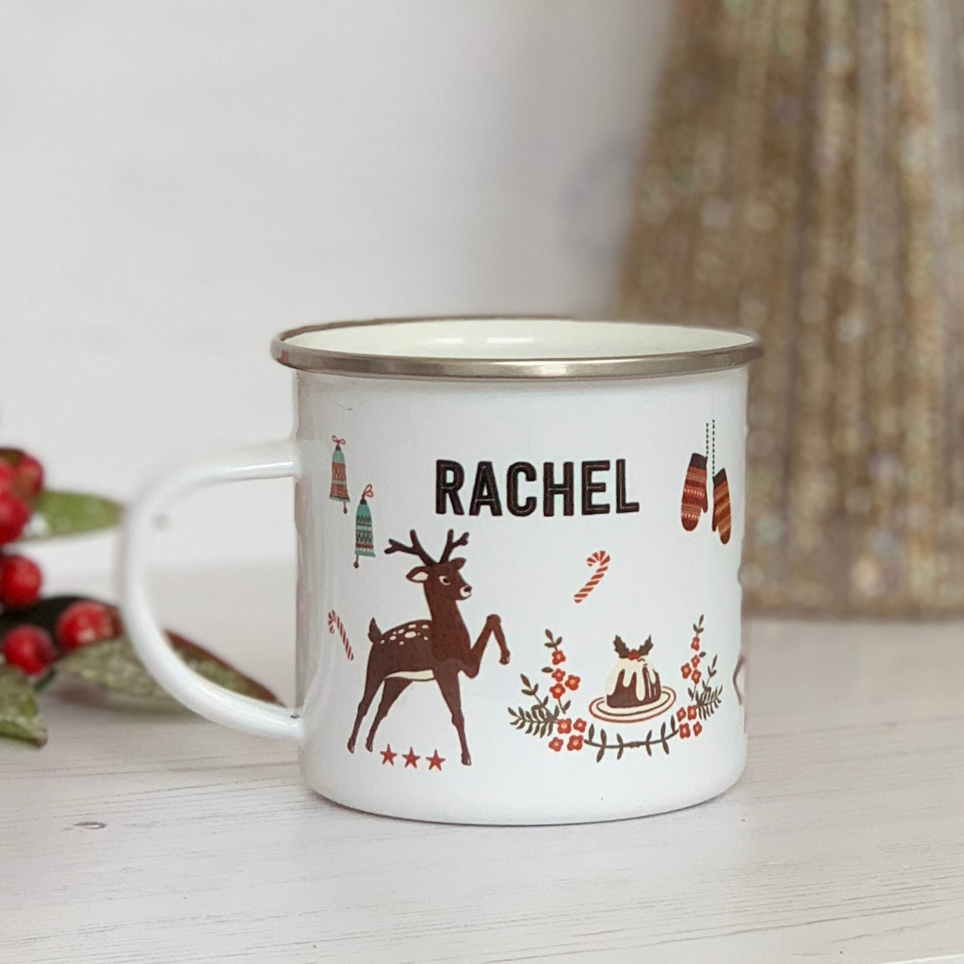 Kitsch Christmas Enamel Mugs