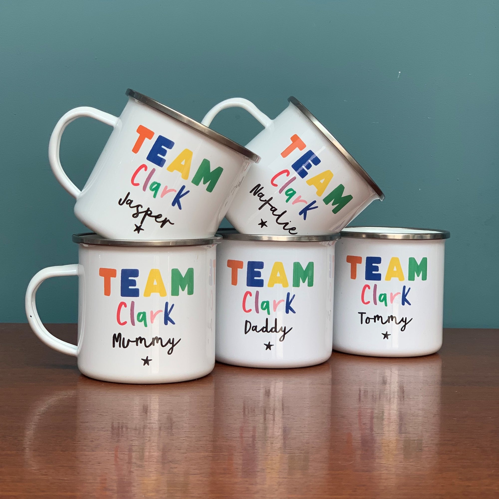 Your Team Personalised Rainbow Mug Set - Hendog Designs