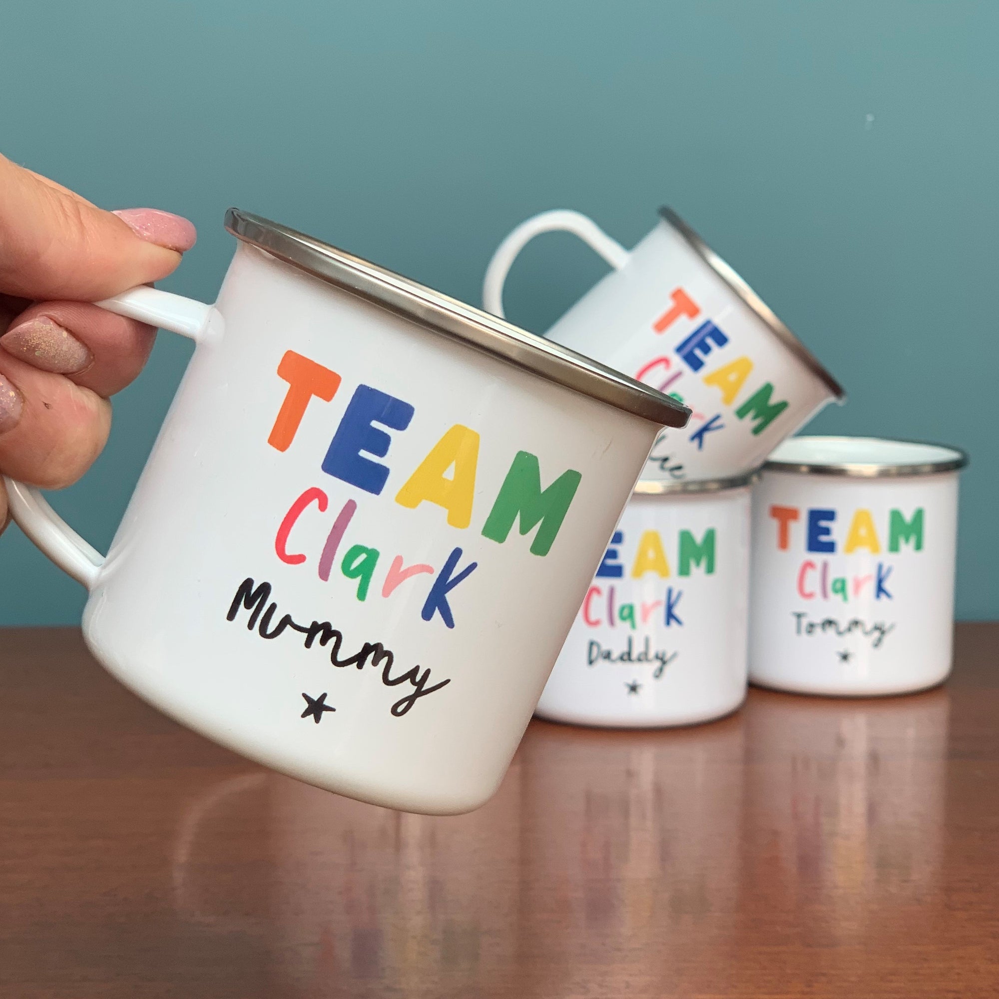 Your Team Personalised Rainbow Mug Set - Hendog Designs