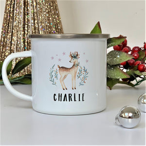 Christmas Retro Deer Enamel Mug