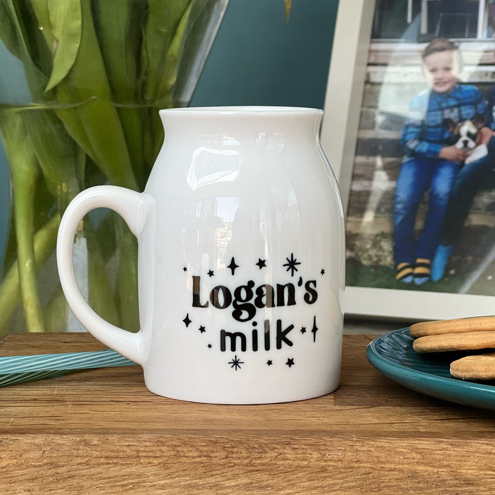 Monochrome Milk Mug With Stars