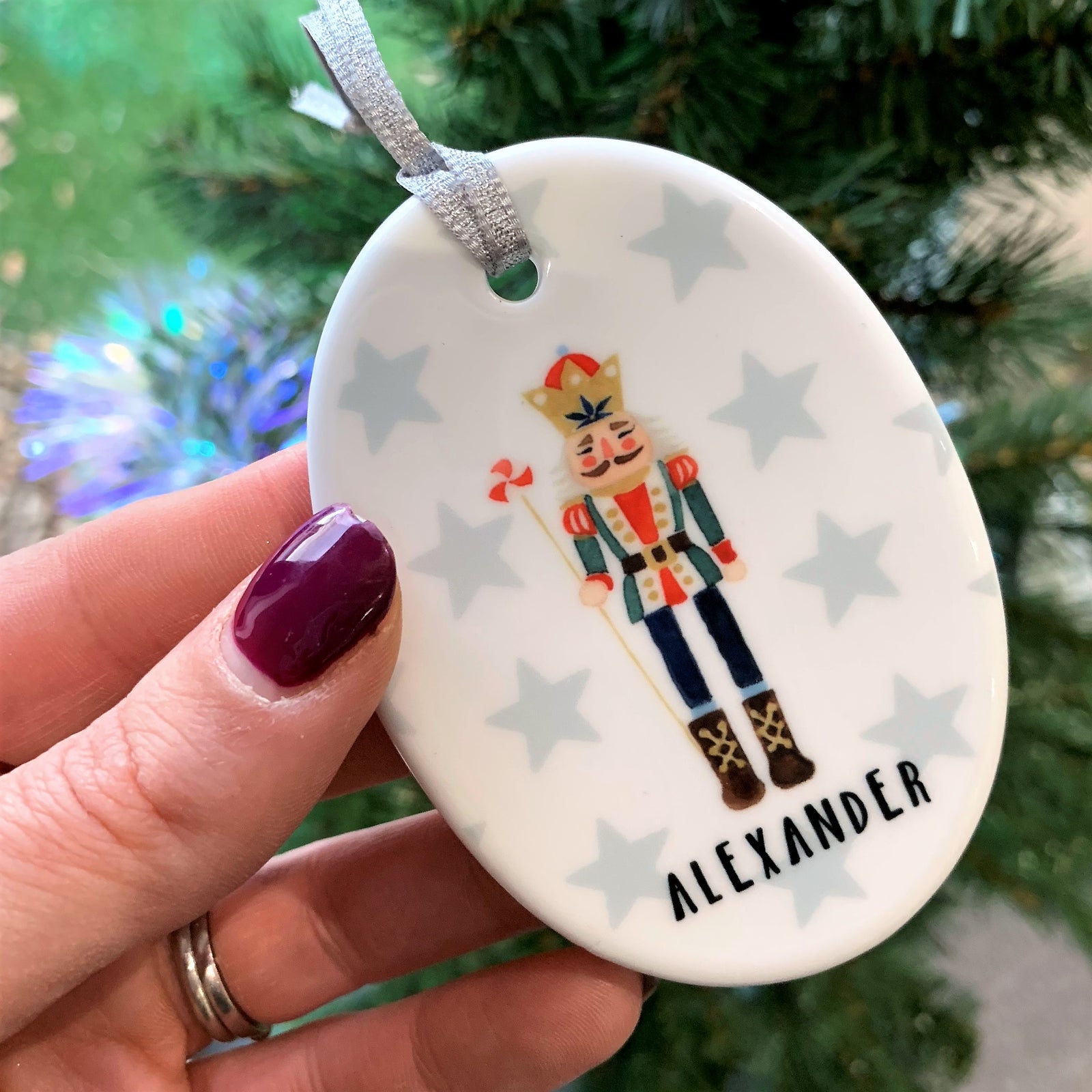 Oval Ceramic Nutcracker Christmas Decoration - Hendog Designs