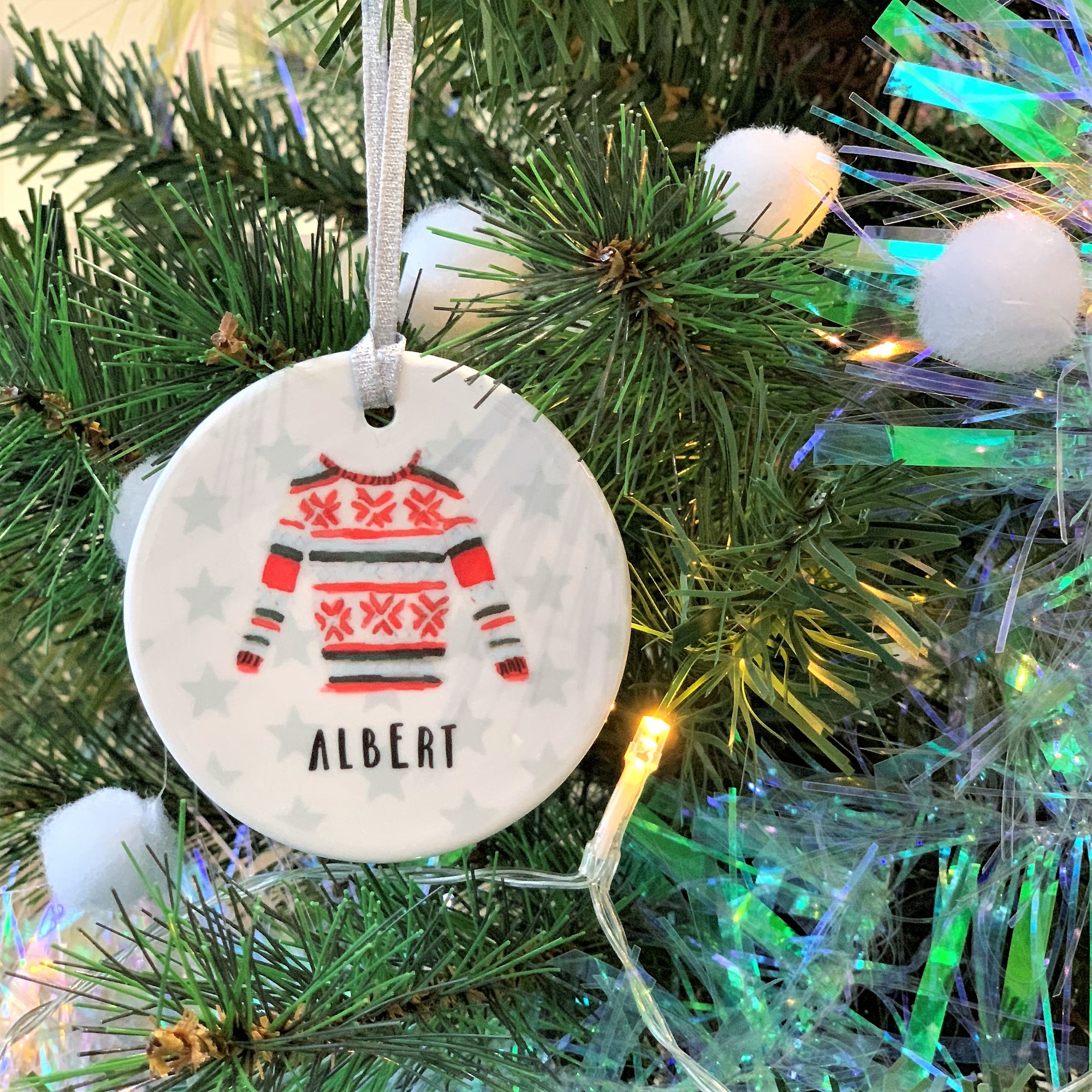 Personalised Christmas Jumper Ceramic Bauble - Hendog Designs