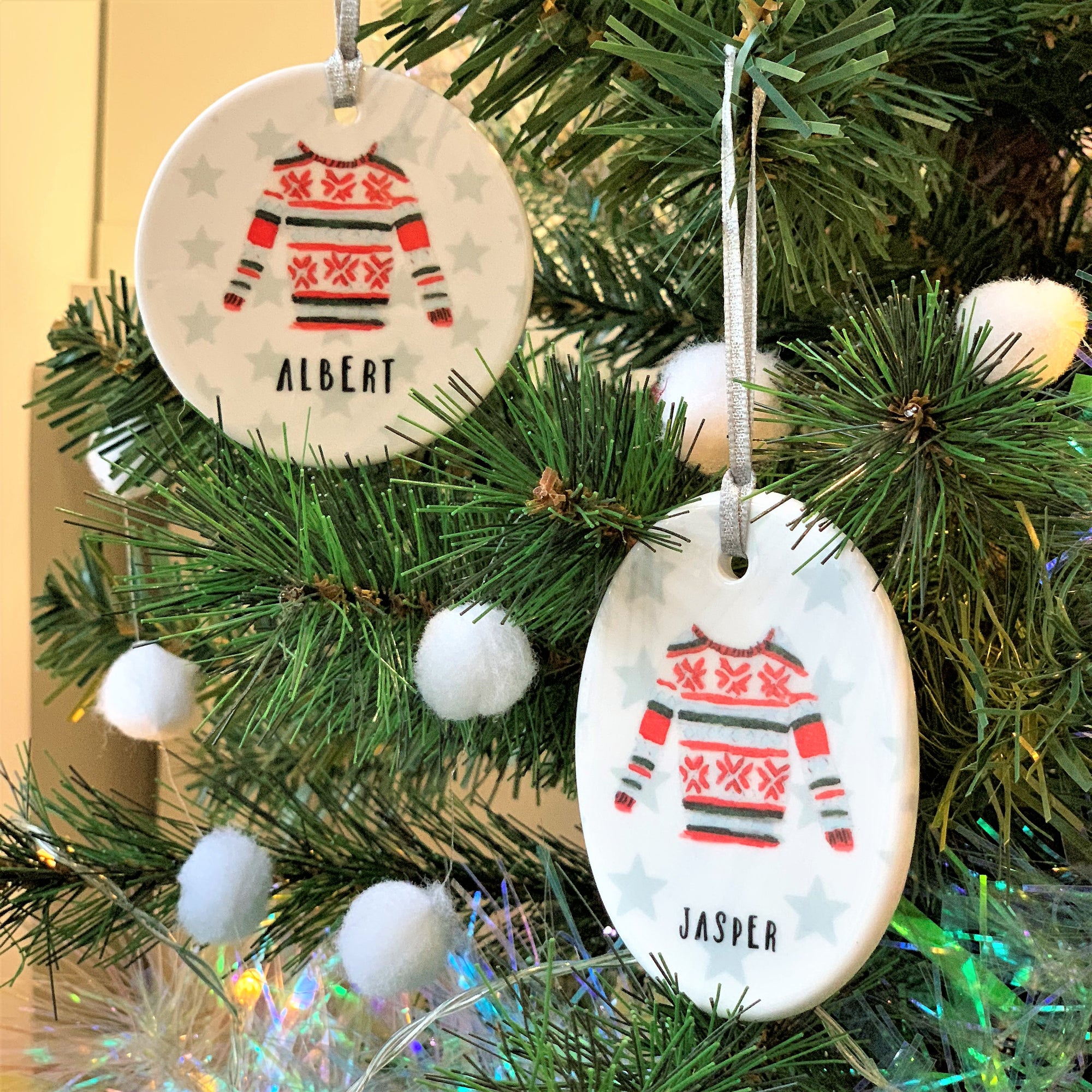 Personalised Christmas Jumper Ceramic Bauble - Hendog Designs