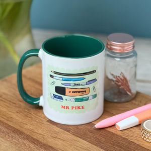Teacher China Mug with Iconic Stationery Design and Positive Words