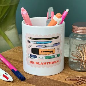 Teacher Pen Pot With Iconic Stationery Doodles With Positive Words