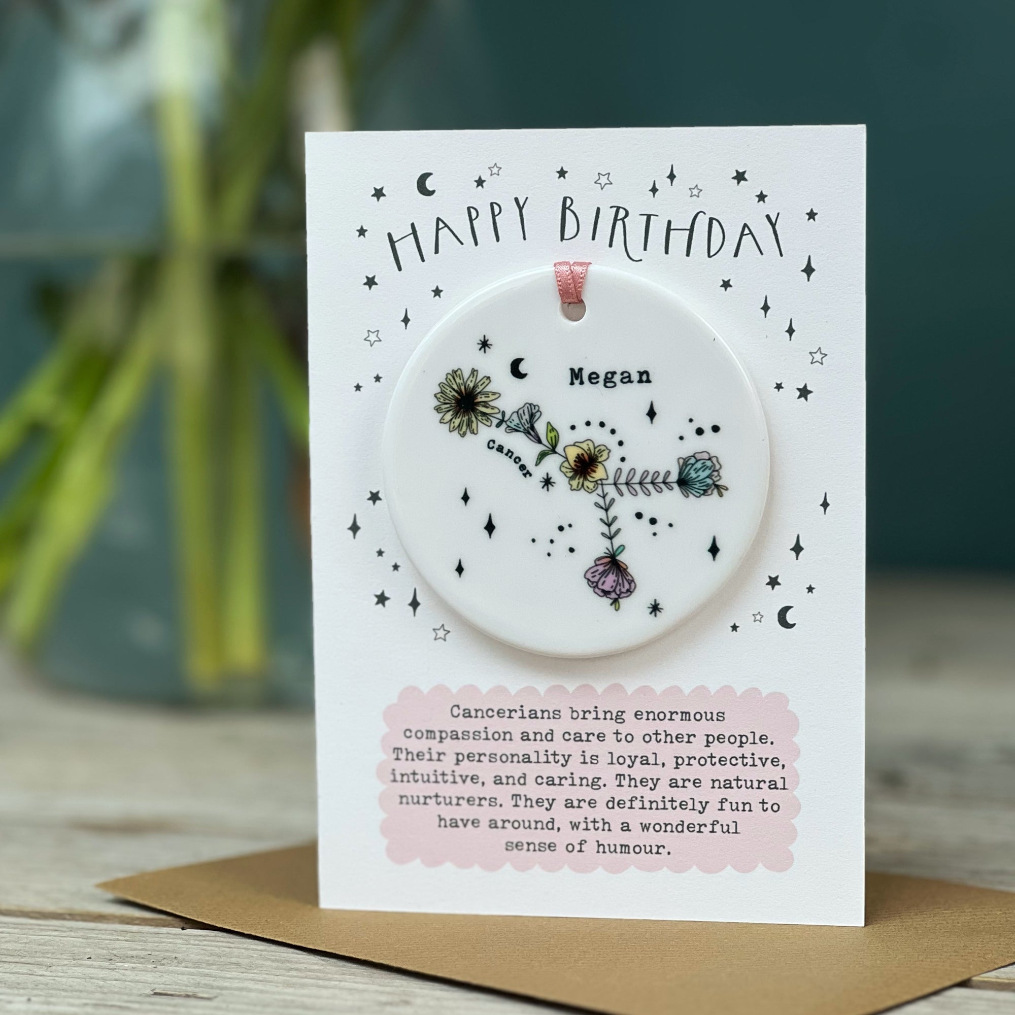 Zodiac Floral Star Constellation Keepsake Birthday Card