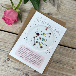 Zodiac Floral Star Constellation Keepsake Birthday Card