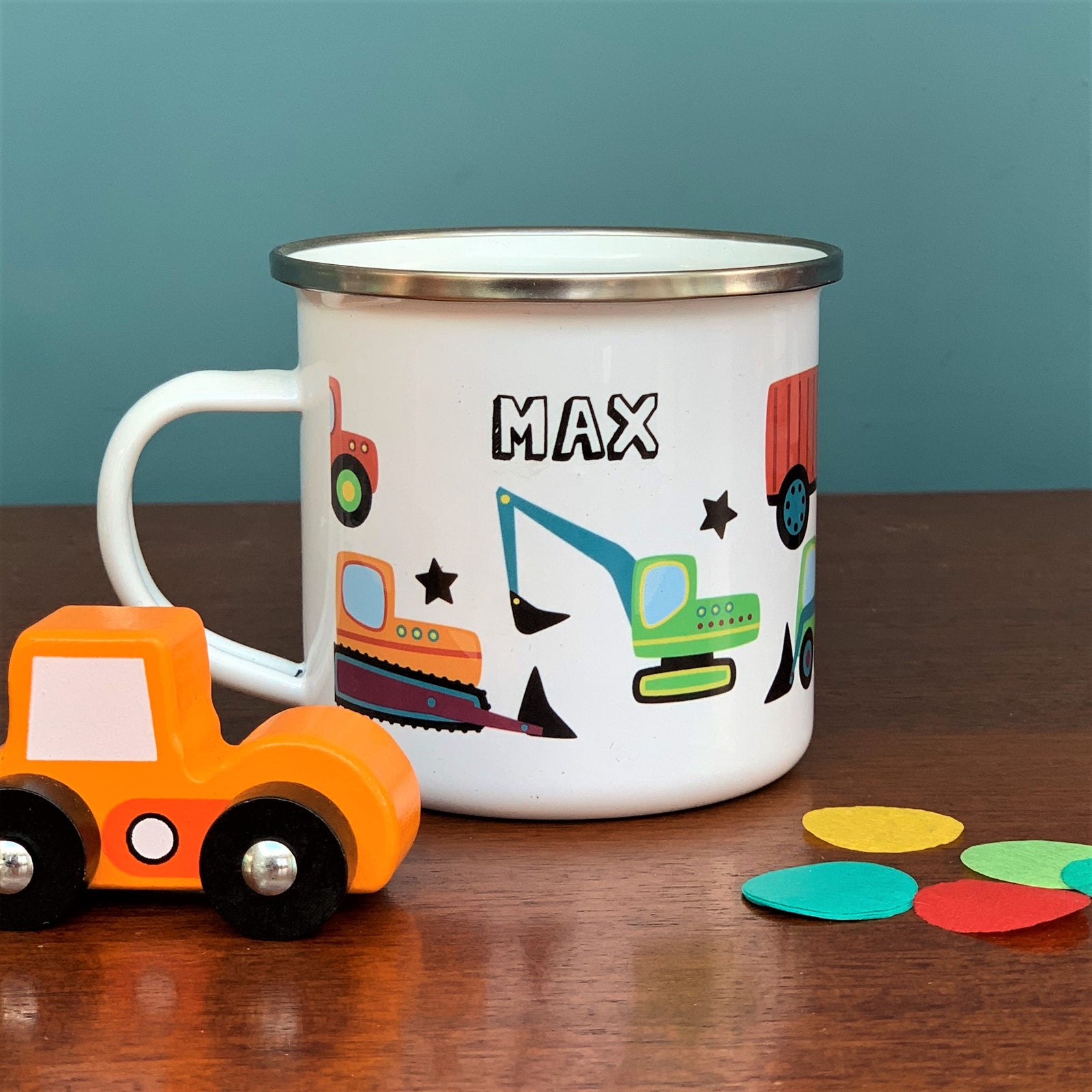Trucks and Diggers Enamel Mug - Hendog Designs