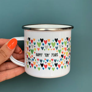 10 Year Anniversary Tin Years Mr And Mrs Personalised Enamel Mug Set