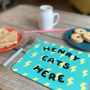 Bright Aqua And Yellow Lightning Placemat