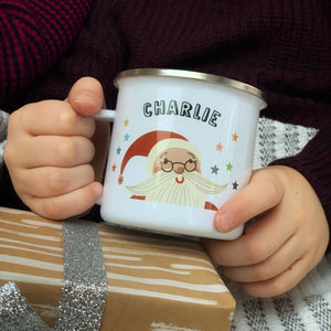 Christmas Enamel Mug with Father Christmas