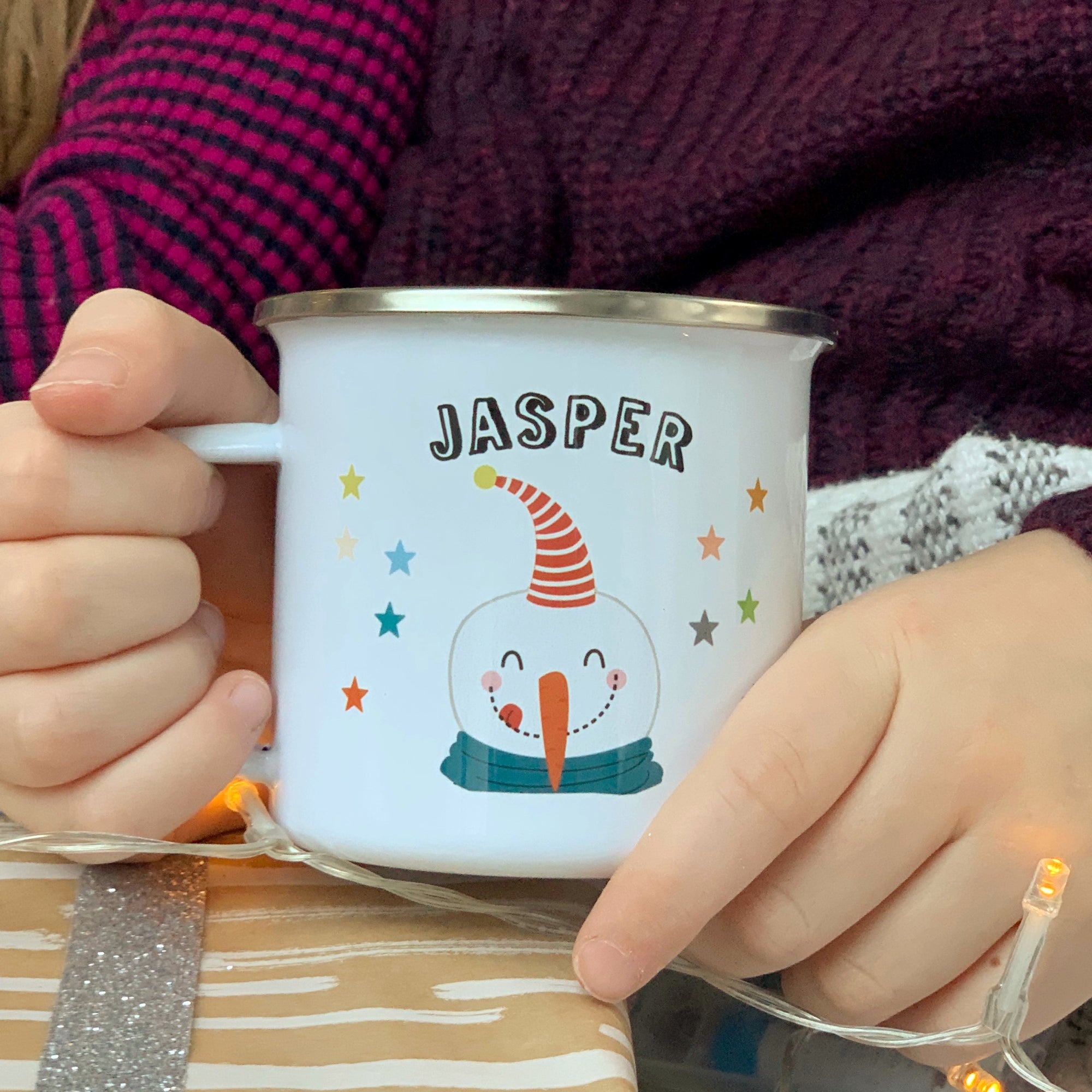 Christmas Enamel Mug with Snowman