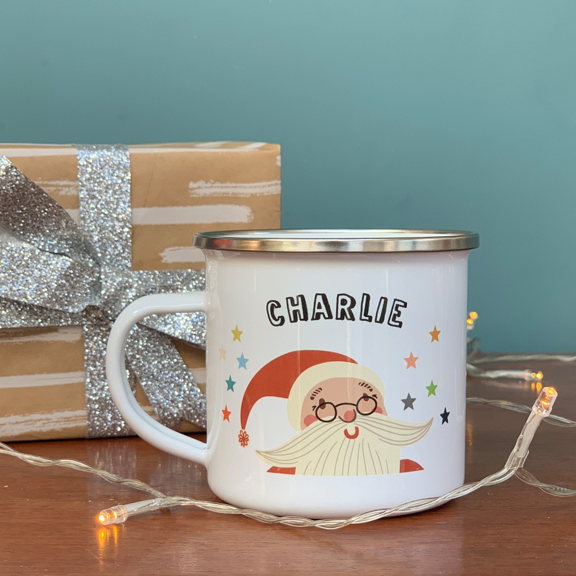 Christmas Enamel Mug with Father Christmas