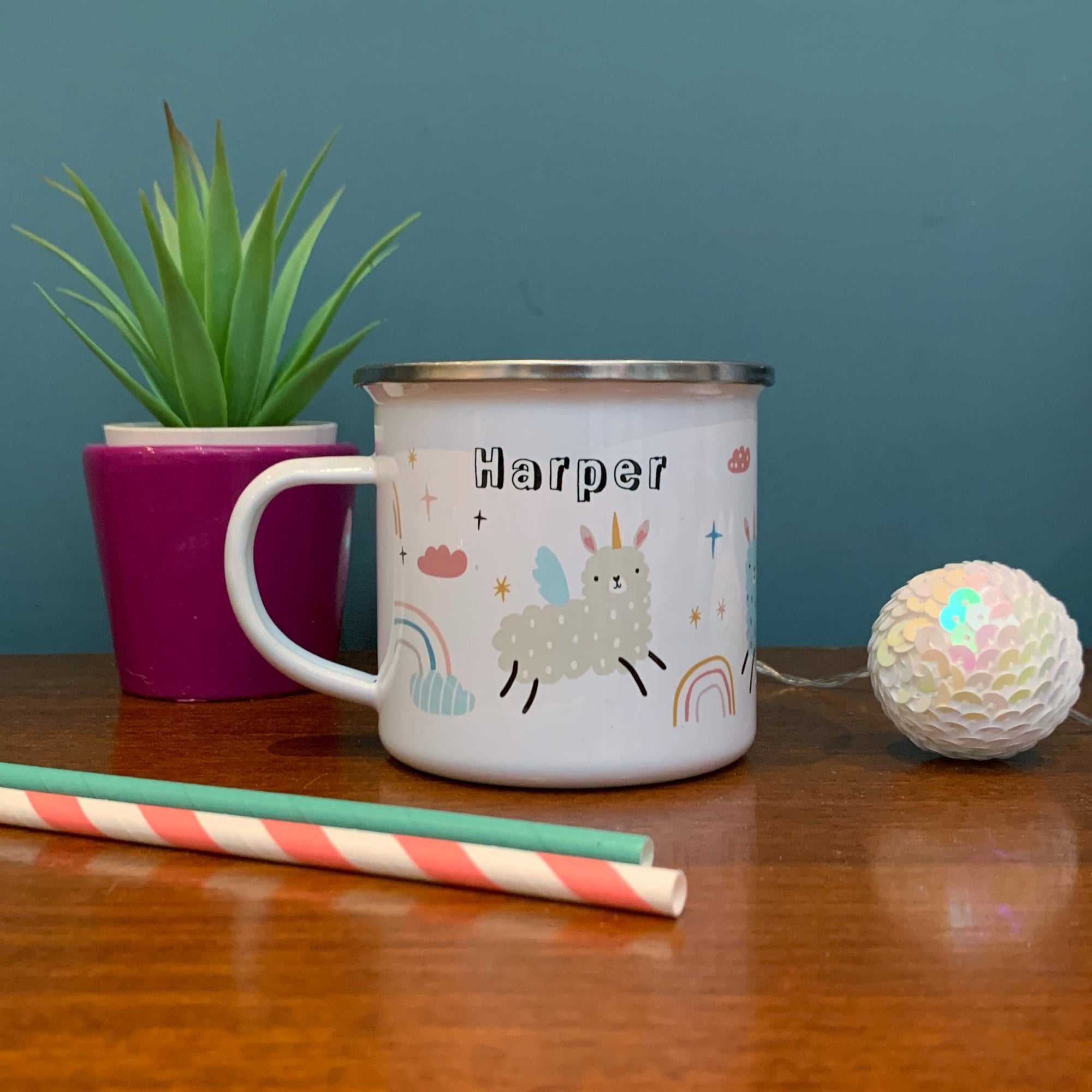 Llamacorn Personalised Enamel Mug