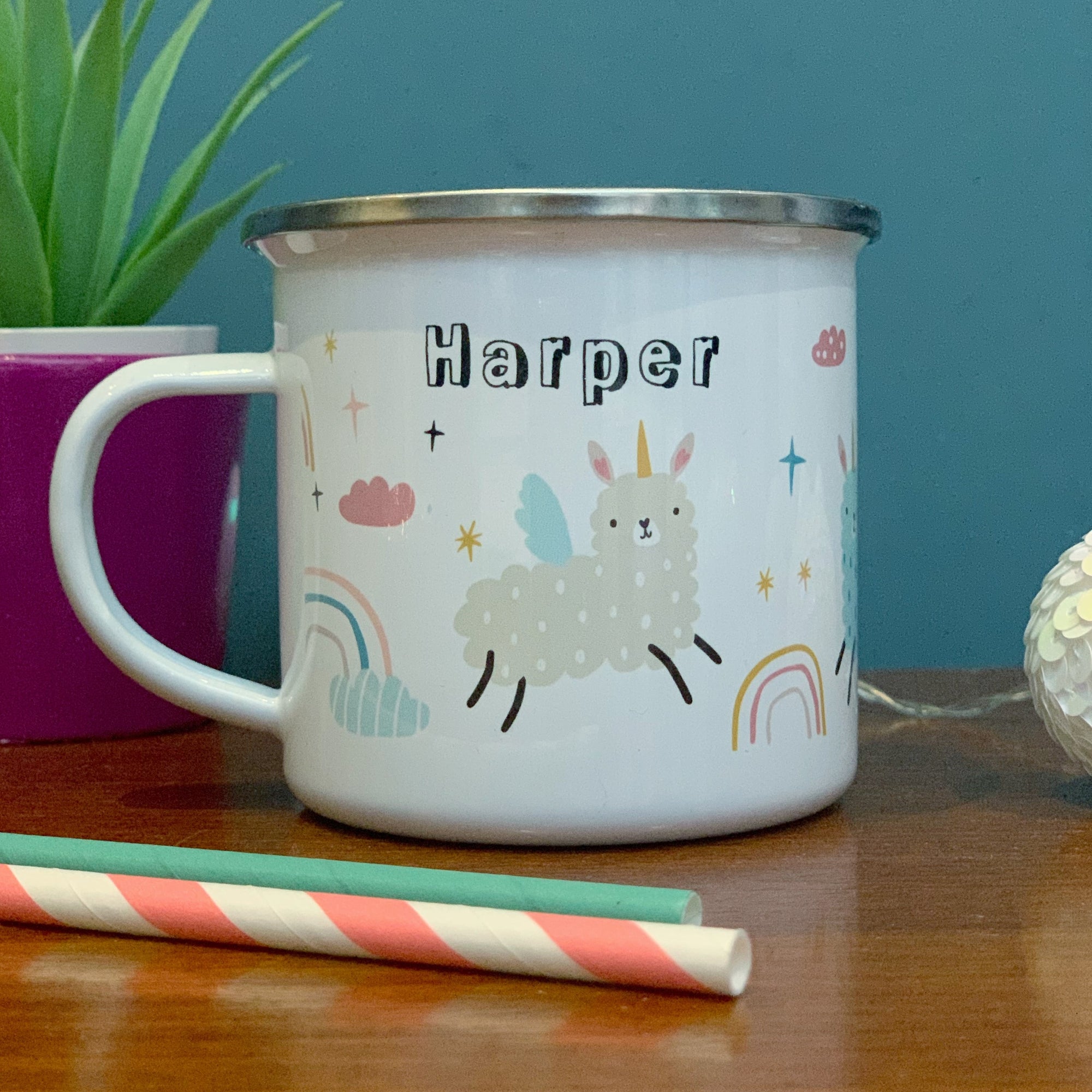 Llamacorn Personalised Enamel Mug