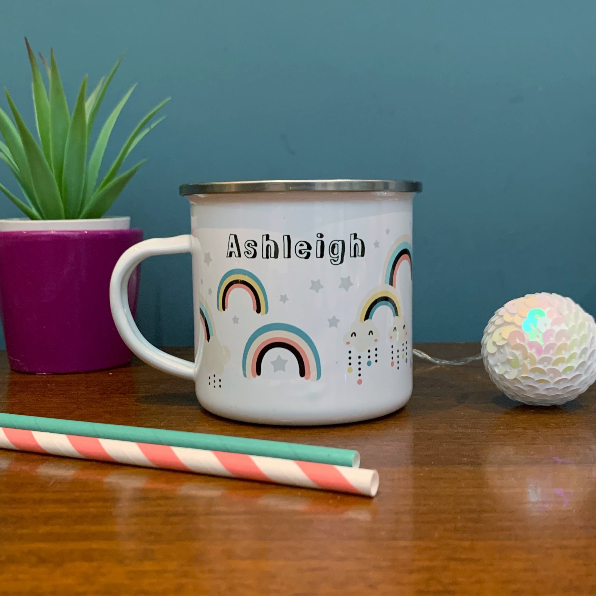 Rainbows Personalised Enamel Mug