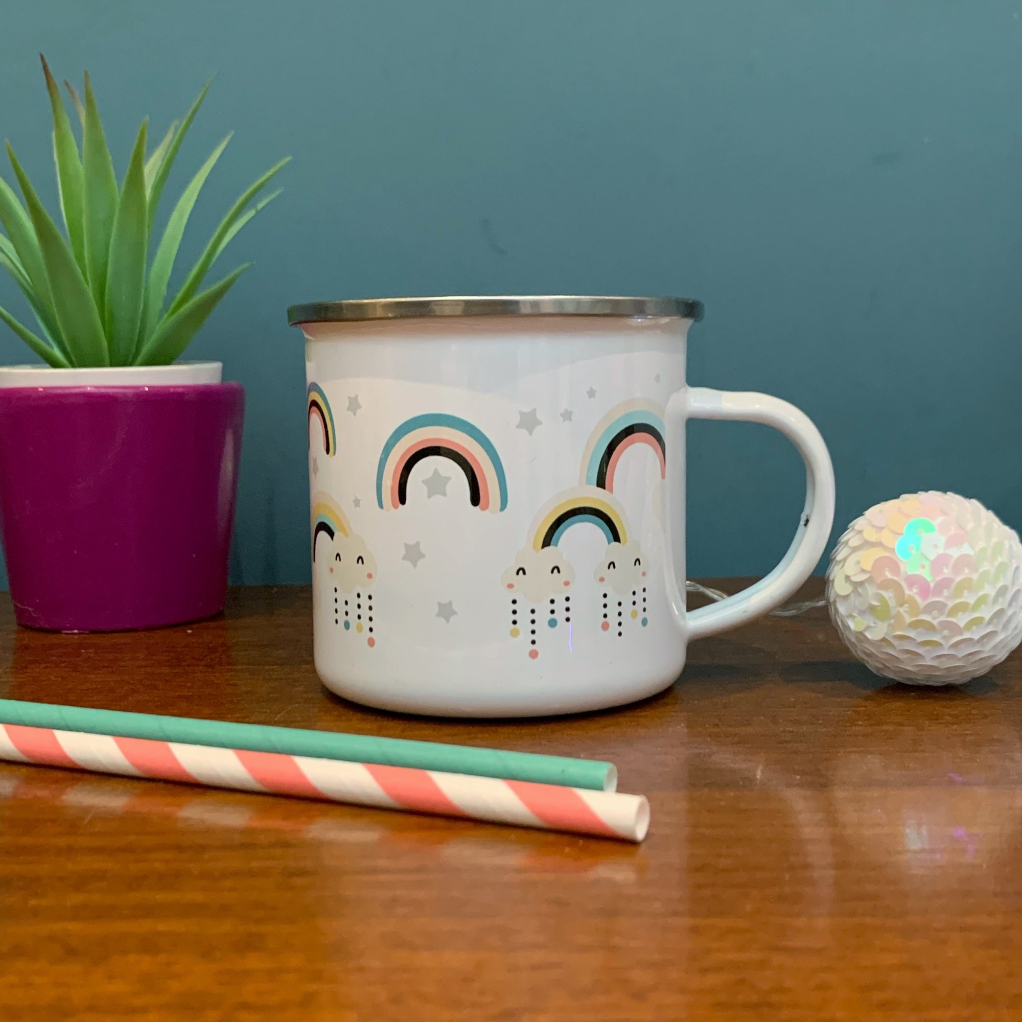 Rainbows Personalised Enamel Mug