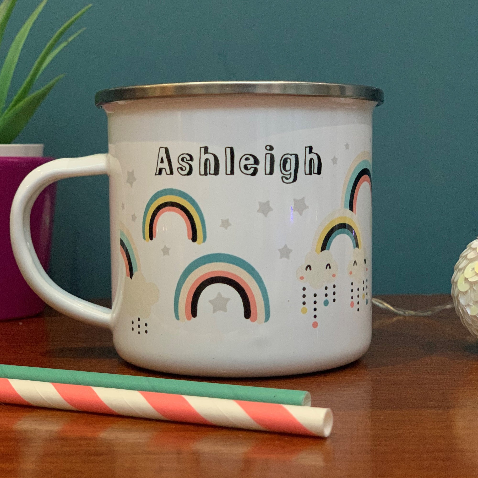 Rainbows Personalised Enamel Mug