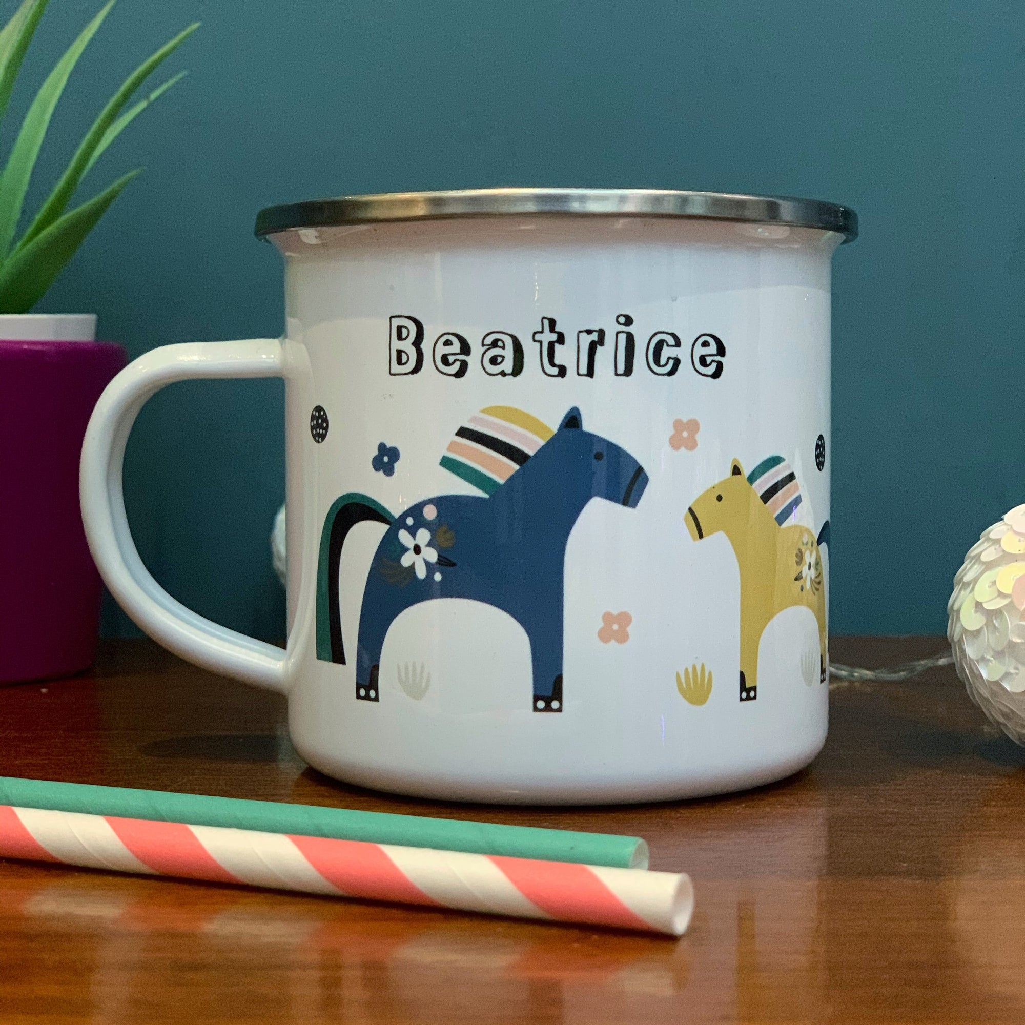 Ponies Personalised Enamel Mug