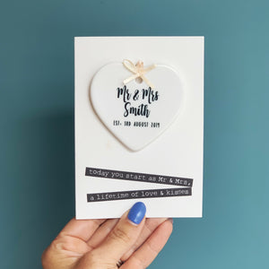Luxury Wedding Card With Heart Ceramic Keepsake