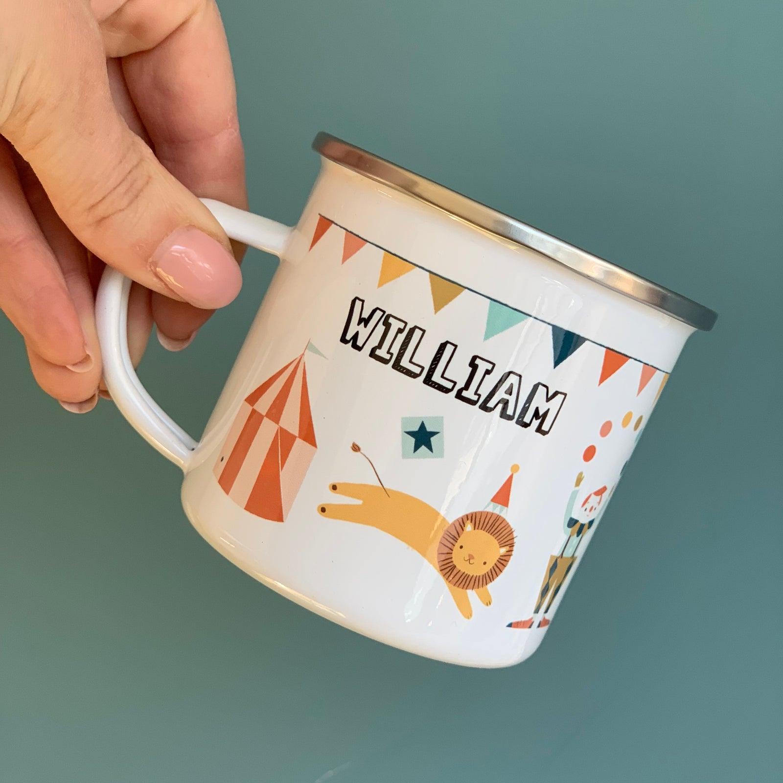 Circus Personalised Enamel Mug - Hendog Designs