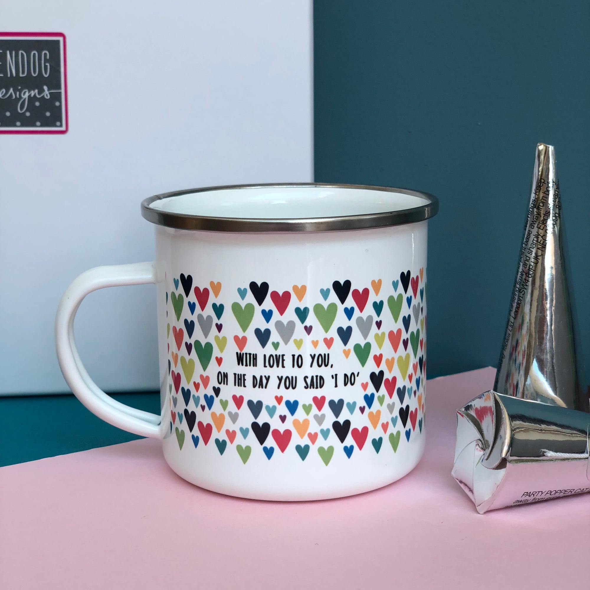 Mr And Mrs Personalised Enamel Mug Wedding Set