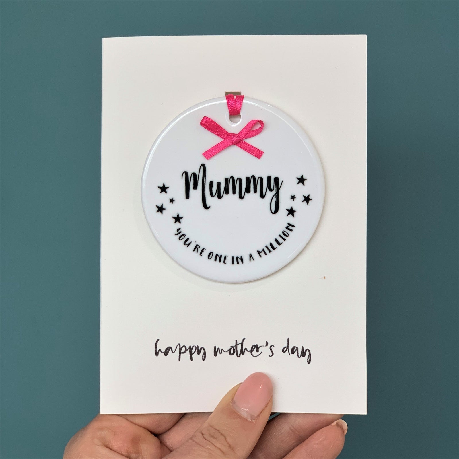 Mothers Day Card With Round Ceramic Ornament Keepsake - Hendog Designs