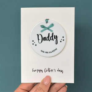 Fathers Day Card With Round Ceramic Ornament Keepsake