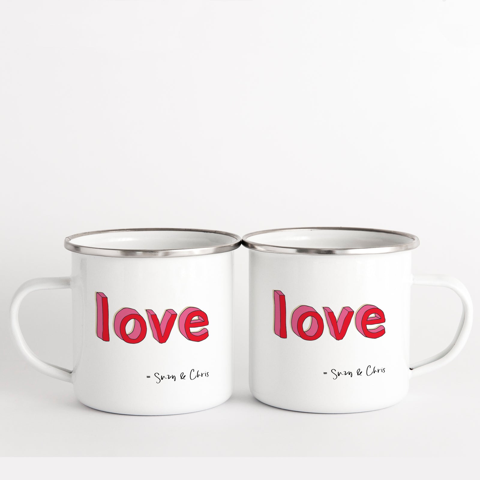 LOVE Enamel mug with couples names - Hendog Designs