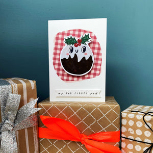 'My Little Pud' Wobbling Christmas Card