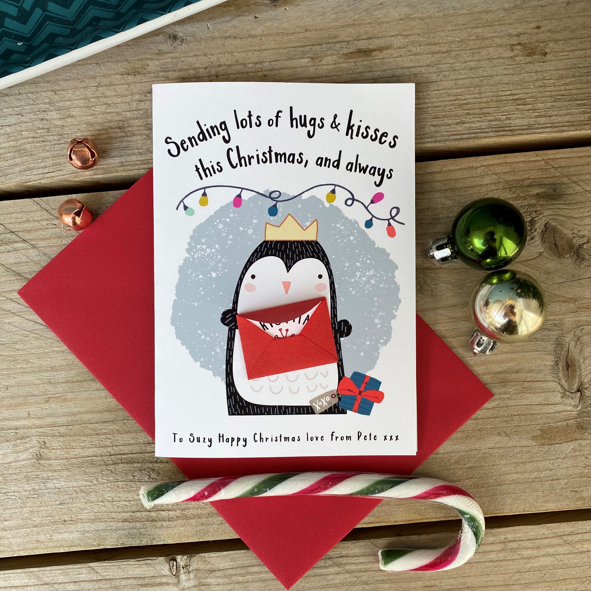 Sending a Christmas Kiss Token Greeting Card