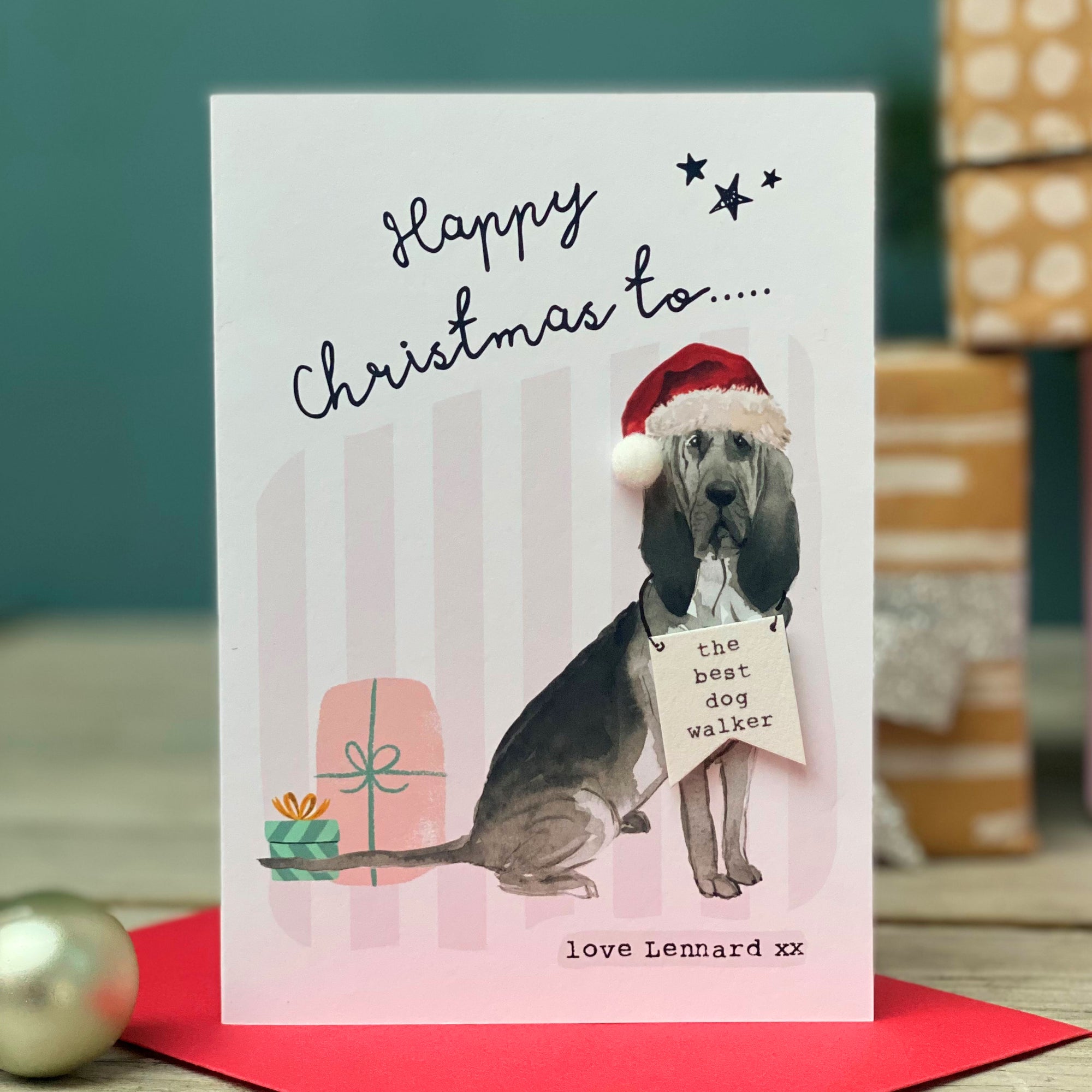 Personalised Christmas card for dog walker