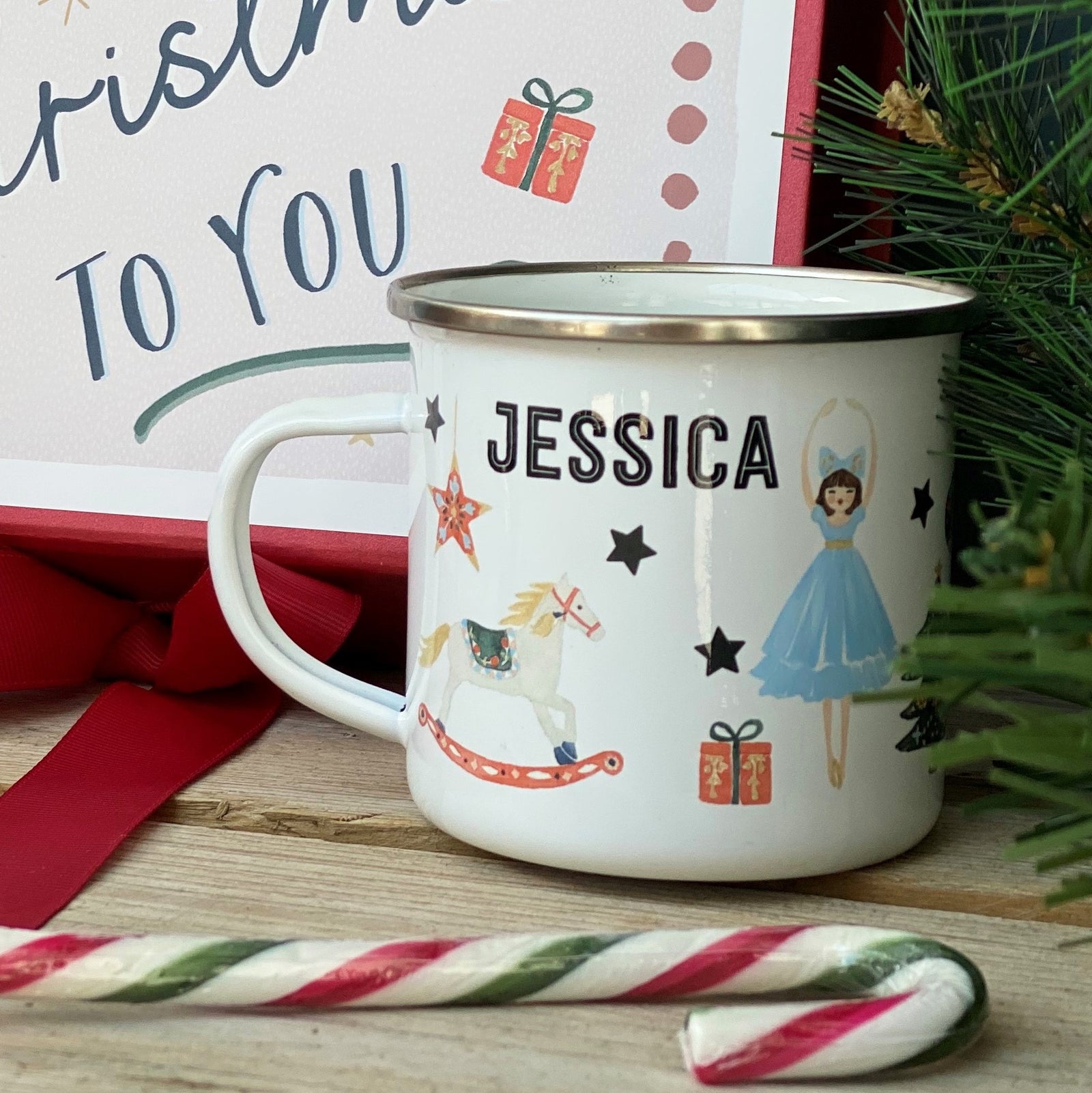 Personalised Traditional Christmas Enamel Mug