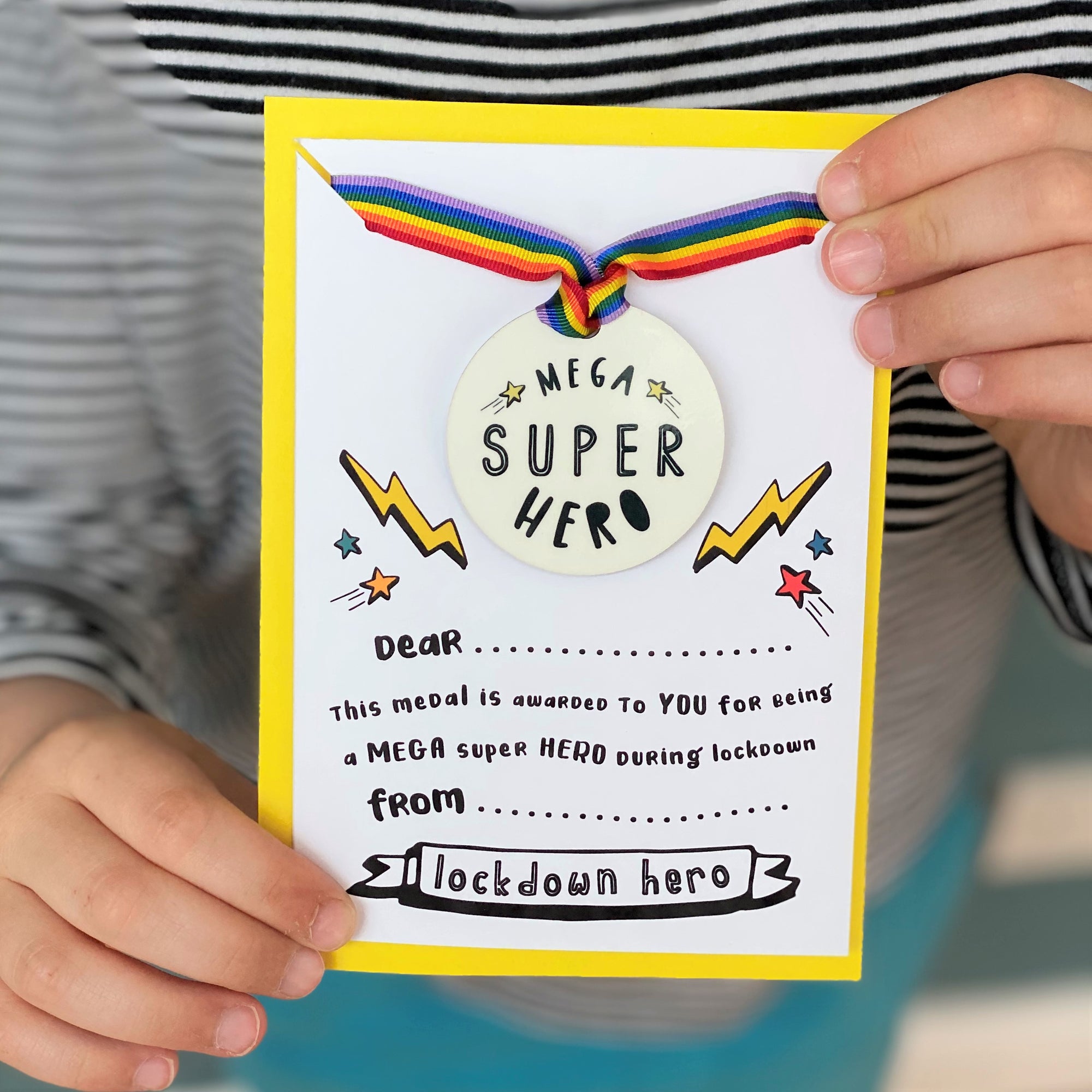 Mega Super Hero Medal for Kids With Backing Card