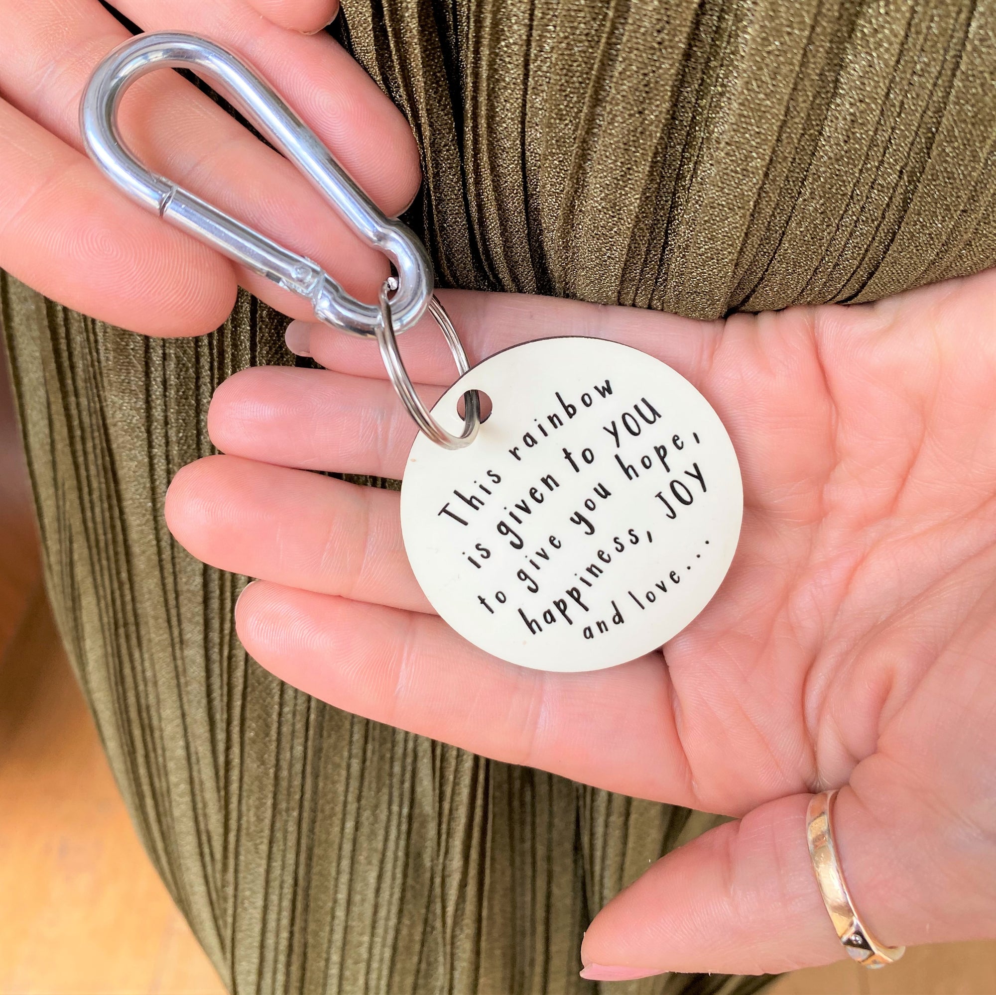 Rainbow Key Ring With Message