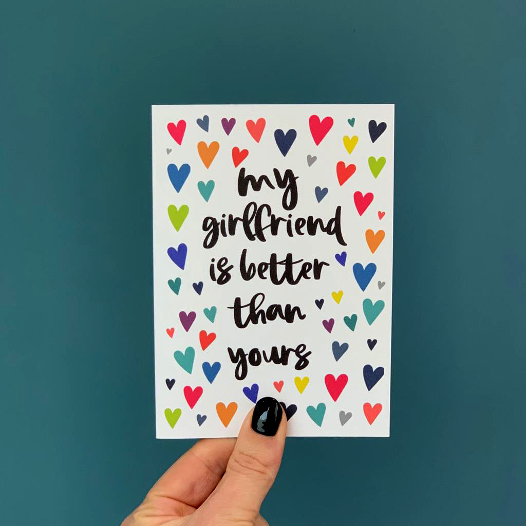 My Boyfriend/Girlfriend Is Better Than Yours Greeting Card - Hendog Designs