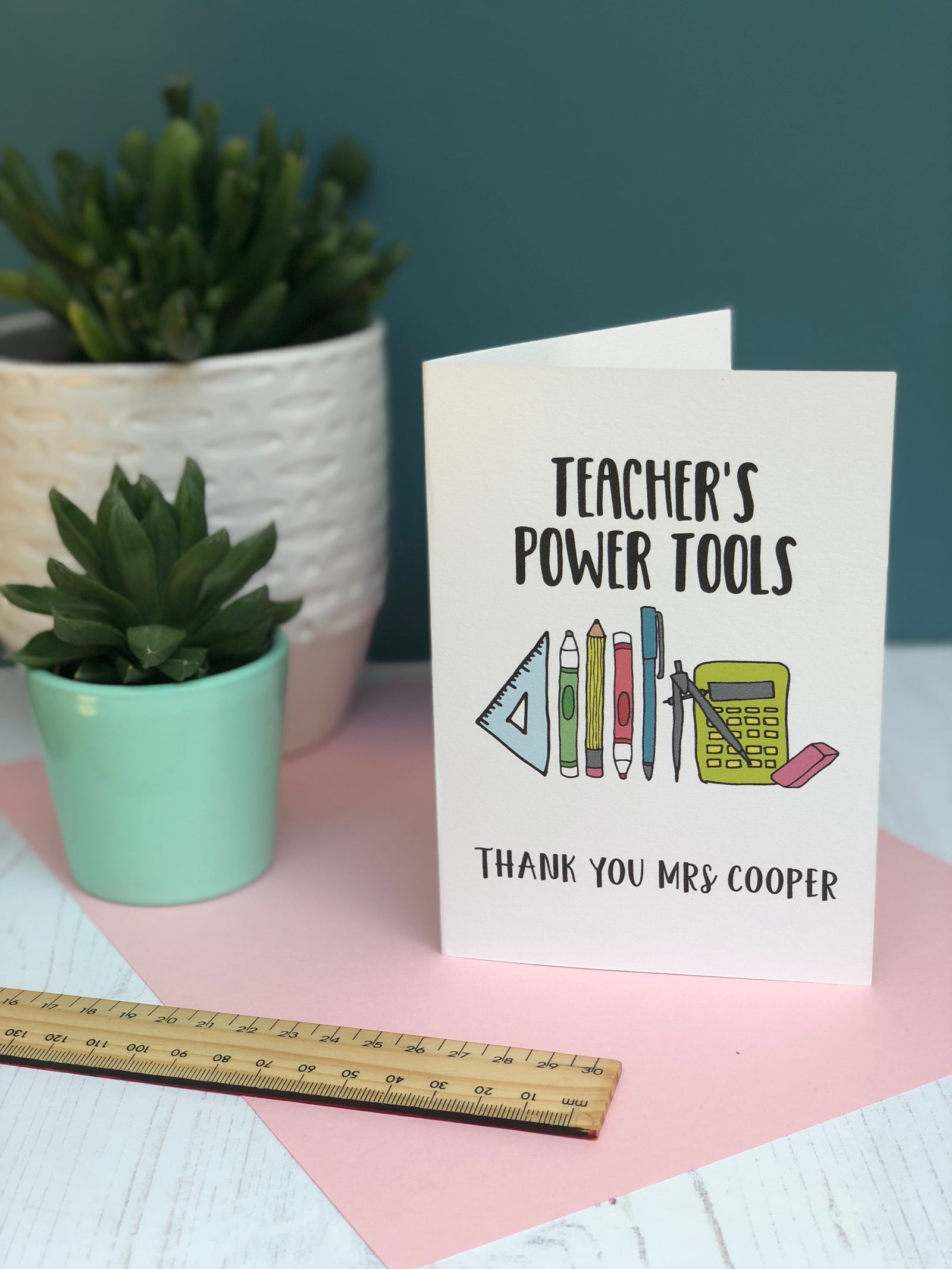 Teachers thank you card with 'Teacher's Power Tools' - Hendog Designs