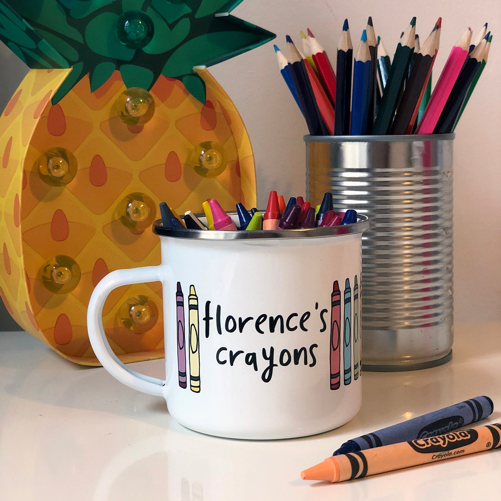 Childrens personalised crayon pot - Hendog Designs